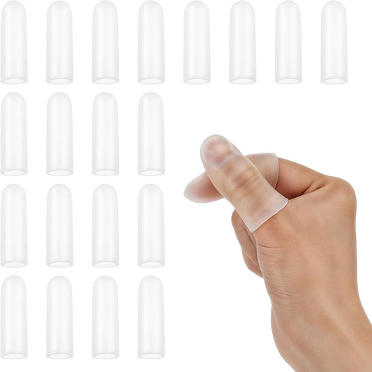 Gel Finger Cots, 20 Pcs Silicone Finger Protectors Rubber Fingers Tips Protector Covers Fingers Gloves Guard Breathable Fingertip Protector for Cracking Calluses Blisters Protect