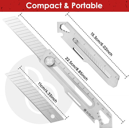 2 Pack 18mm Retractable Utility Knife, Stainless Steel Box Cutter