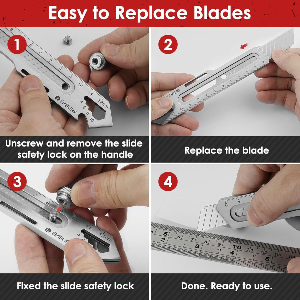 2 Pack 18mm Retractable Utility Knife, Stainless Steel Box Cutter