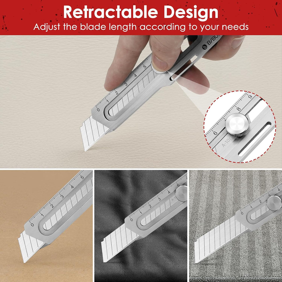 2 Pack 18mm Retractable Utility Knife, Stainless Steel Box Cutter