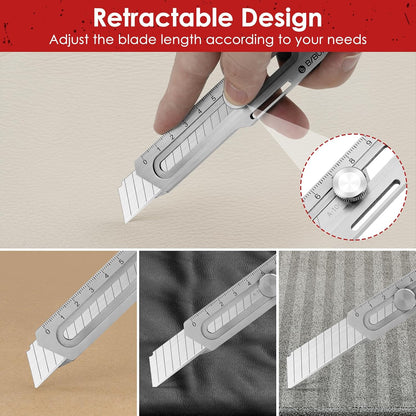 2 Pack 18mm Retractable Utility Knife, Stainless Steel Box Cutter