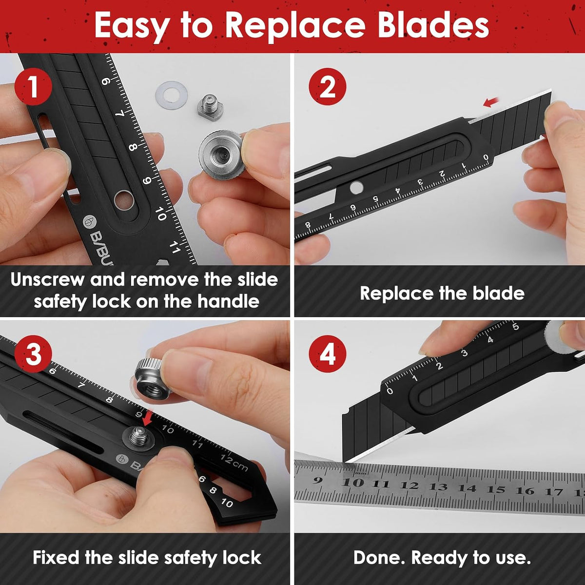 2 Pack 18mm Retractable Utility Knife, Stainless Steel Box Cutter