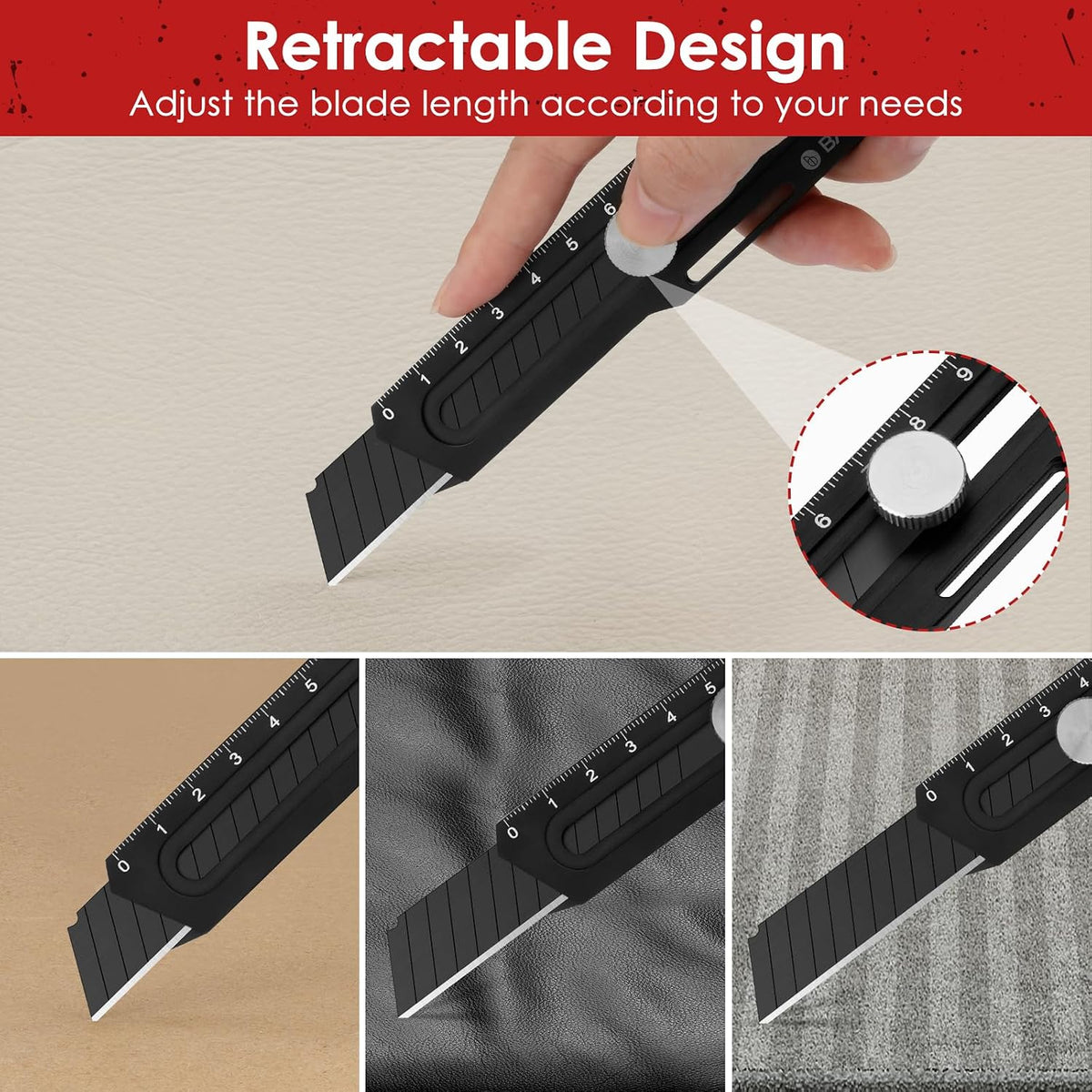 2 Pack 18mm Retractable Utility Knife, Stainless Steel Box Cutter