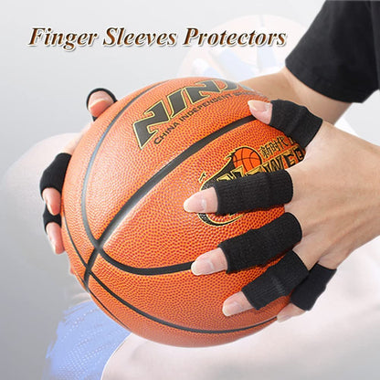 Finger Sleeves Protectors, 10Pcs Sport Finger Sleeves Elastic Thumb Brace Support for Basketball Golf Premium Fingers Sleeve for Arthritis Perfect for Relieving Pain (10PCS black set)