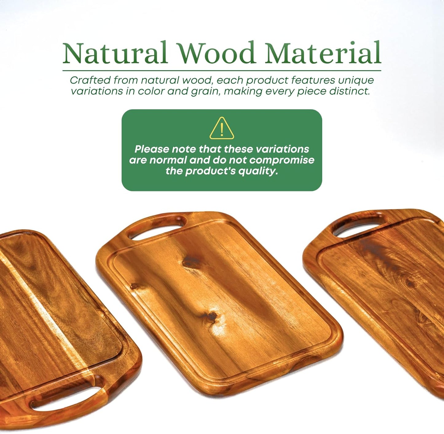 Acacia Wood Cutting Board with Handle, 13x8 Inch Wooden Board for Kitchen, Serving, Charcuterie and Cheese, Juice Groove, Knife Friendly
