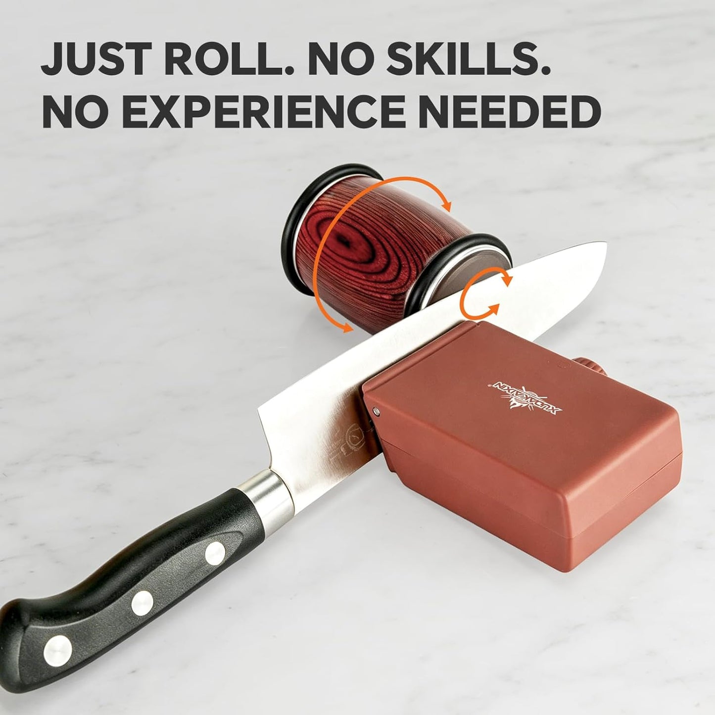 Luxury Knife Sharpening Kit – Patented Multi-Angle Premium Rolling Knife Sharpener for Chef, Fruit, and All Steel Knives,Gift for Men/Dad (Brown)