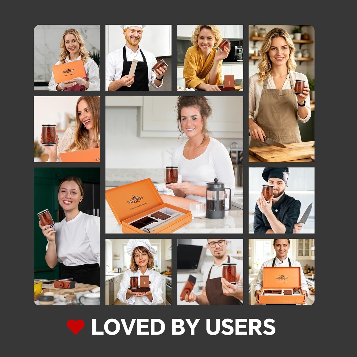 Luxury Knife Sharpening Kit – Patented Multi-Angle Premium Rolling Knife Sharpener for Chef, Fruit, and All Steel Knives,Gift for Men/Dad (Brown)