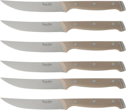 Kitchen Essentials Knife Set with Block, 14-Piece Forged German Steel Kitchen Knives, Beech Wood Block, Chef, Santoku, Bread & Steak Knives, Shears & Sharpener – Linen White