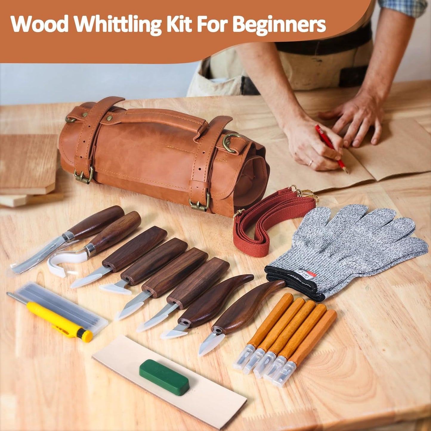 Wood Carving Kit,Whittling Kit,Wood Carving Tools,Carving Knife Set | Wood Carving Knives,Whittling Kit For Beginners and Adults,Whittling Knife Set,Woodcarving Tools Set,Wood Widdle Kit Adult