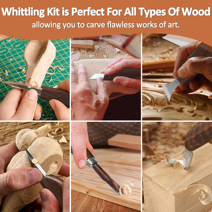 Wood Carving Kit,Whittling Kit,Wood Carving Tools,Carving Knife Set | Wood Carving Knives,Whittling Kit For Beginners and Adults,Whittling Knife Set,Woodcarving Tools Set,Wood Widdle Kit Adult