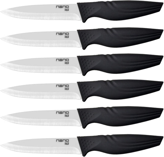 Steak Knives set of 6, Ceramic Stake Knife Sharp Ceramic Knife Perfect Festival Present (black)