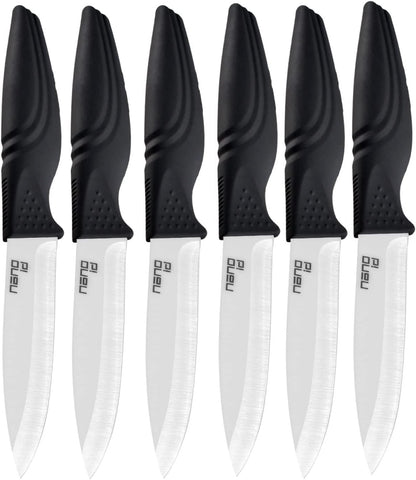 Steak Knives set of 6, Ceramic Stake Knife Sharp Ceramic Knife Perfect Festival Present (black)