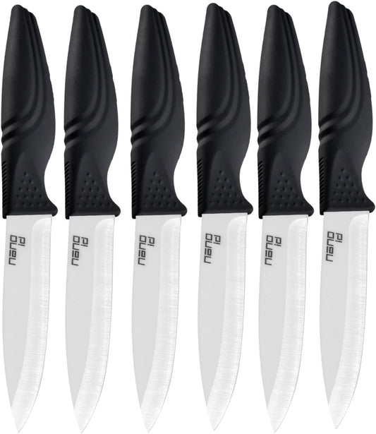 Steak Knives set of 6, Ceramic Stake Knife Sharp Ceramic Knife Perfect Festival Present (black)