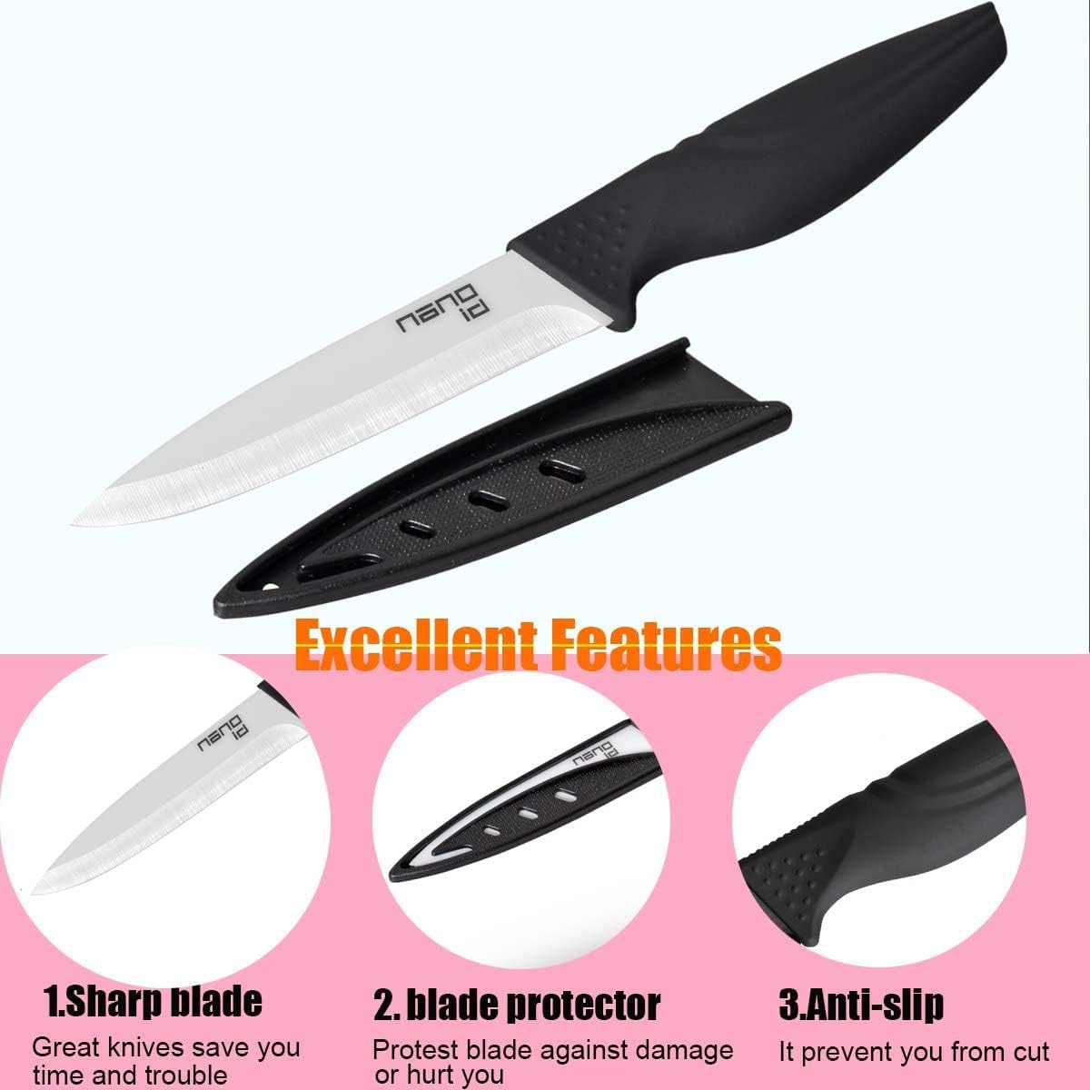 Steak Knives set of 6, Ceramic Stake Knife Sharp Ceramic Knife Perfect Festival Present (black)