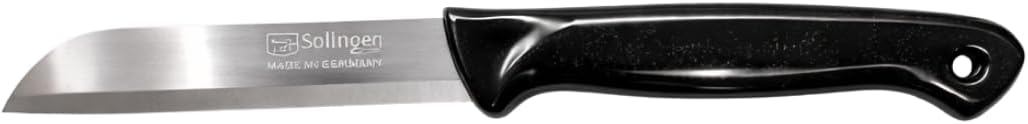 Paring Knife Serrated Stainless Steel Small Fruit and Vegetable Kitchen Knives – Sharp German Solingen Blades, Black Color Handles, Ideal for Peeling, Cutting & Cooking