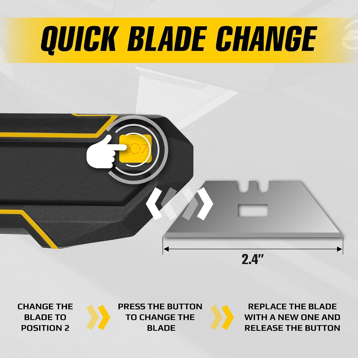 Scraper Utility Knife 4-in-1 Heavy Duty – Retractable Box Cutter, Folding Knife & Scraper Knife – SK5 Carbon Steel Trapezoidal Blades – Carpet & Drywall Cutter with 5 Extra Blades