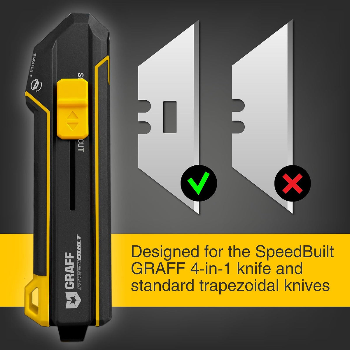 Scraper Utility Knife 4-in-1 Heavy Duty – Retractable Box Cutter, Folding Knife & Scraper Knife – SK5 Carbon Steel Trapezoidal Blades – Carpet & Drywall Cutter with 5 Extra Blades