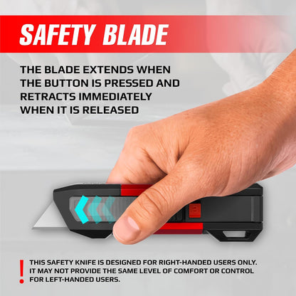 Scraper Utility Knife 4-in-1 Heavy Duty – Retractable Box Cutter, Folding Knife & Scraper Knife – SK5 Carbon Steel Trapezoidal Blades – Carpet & Drywall Cutter with 5 Extra Blades