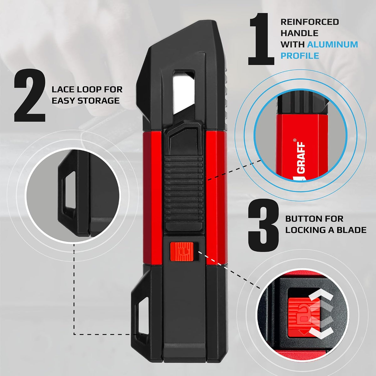 Scraper Utility Knife 4-in-1 Heavy Duty – Retractable Box Cutter, Folding Knife & Scraper Knife – SK5 Carbon Steel Trapezoidal Blades – Carpet & Drywall Cutter with 5 Extra Blades