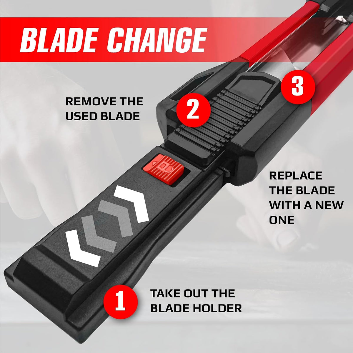 Scraper Utility Knife 4-in-1 Heavy Duty – Retractable Box Cutter, Folding Knife & Scraper Knife – SK5 Carbon Steel Trapezoidal Blades – Carpet & Drywall Cutter with 5 Extra Blades