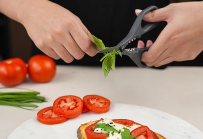 Heavy Duty Home & Kitchen Herb Shears Scissors with Innovative Stem Stripper, Versatile Kitchen Shears for Trimming Weeds, Flower Buds & More - White/Green - 8.5 x 4.2 x 0.4 inches