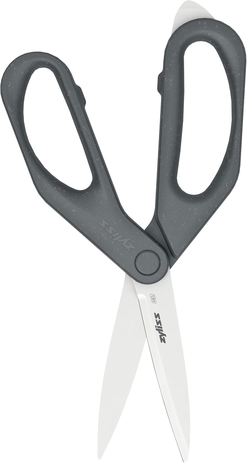 Heavy Duty Home & Kitchen Herb Shears Scissors with Innovative Stem Stripper, Versatile Kitchen Shears for Trimming Weeds, Flower Buds & More - White/Green - 8.5 x 4.2 x 0.4 inches