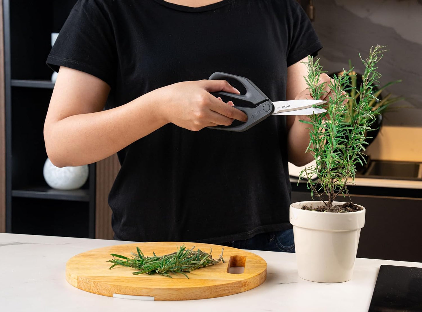 Heavy Duty Home & Kitchen Herb Shears Scissors with Innovative Stem Stripper, Versatile Kitchen Shears for Trimming Weeds, Flower Buds & More - White/Green - 8.5 x 4.2 x 0.4 inches