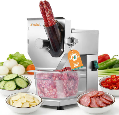 Commercial 3mm Sausage Garlic Slicer, 200W Automatic Feed Cutter