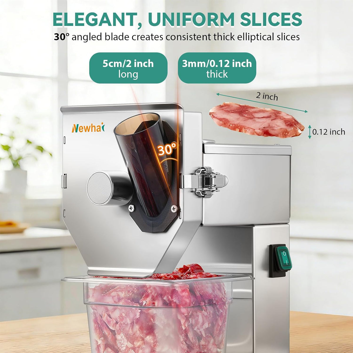 Commercial 3mm Sausage Garlic Slicer, 200W Automatic Feed Cutter