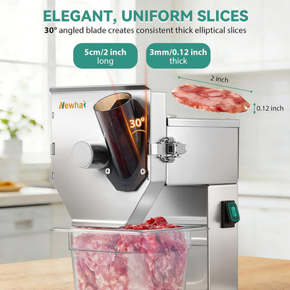Commercial 3mm Sausage Garlic Slicer, 200W Automatic Feed Cutter