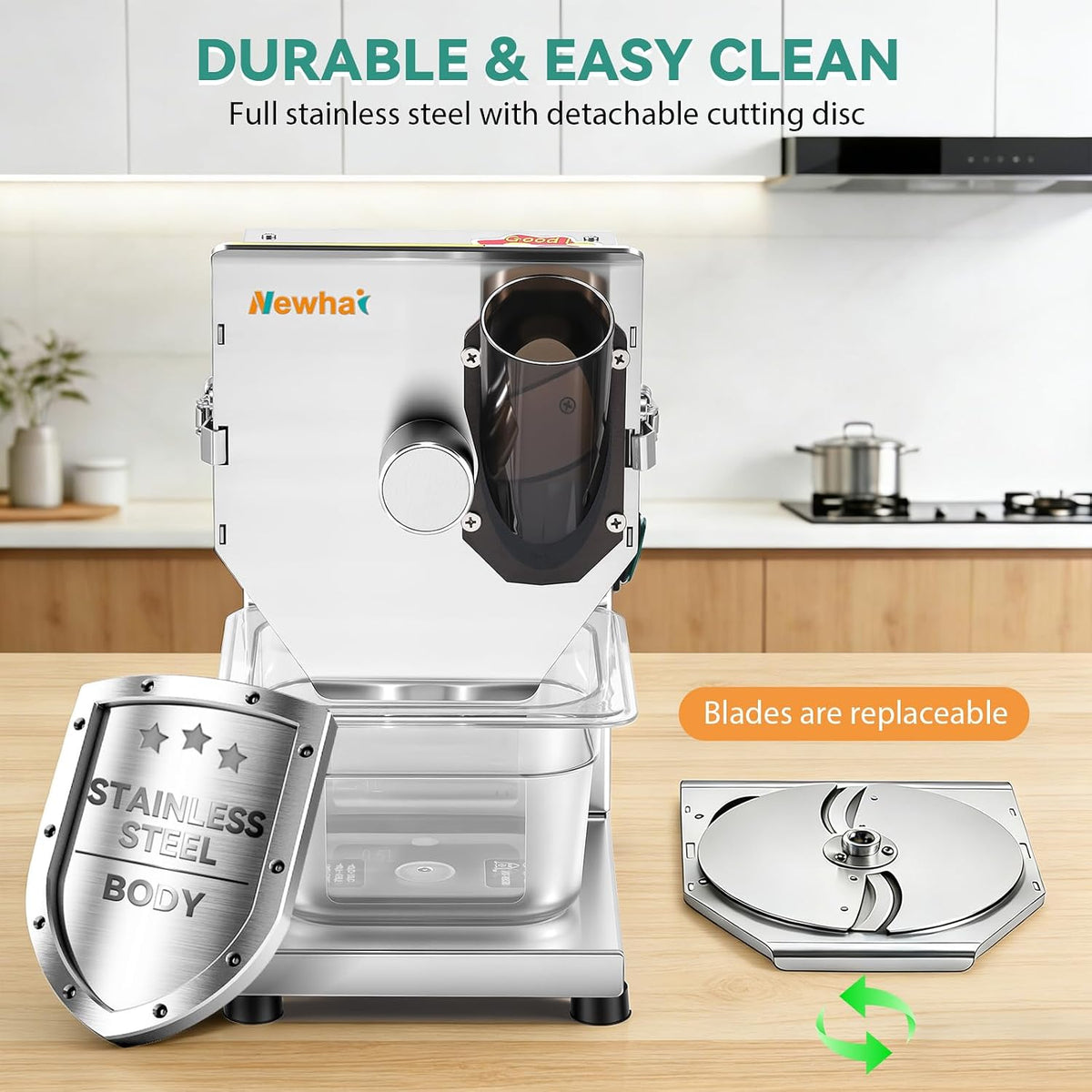 Commercial 3mm Sausage Garlic Slicer, 200W Automatic Feed Cutter