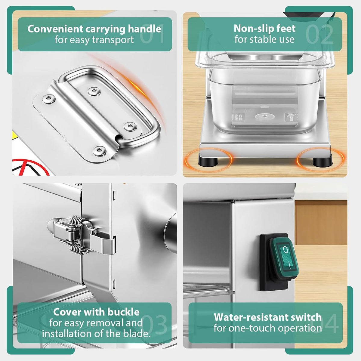 Commercial 3mm Sausage Garlic Slicer, 200W Automatic Feed Cutter
