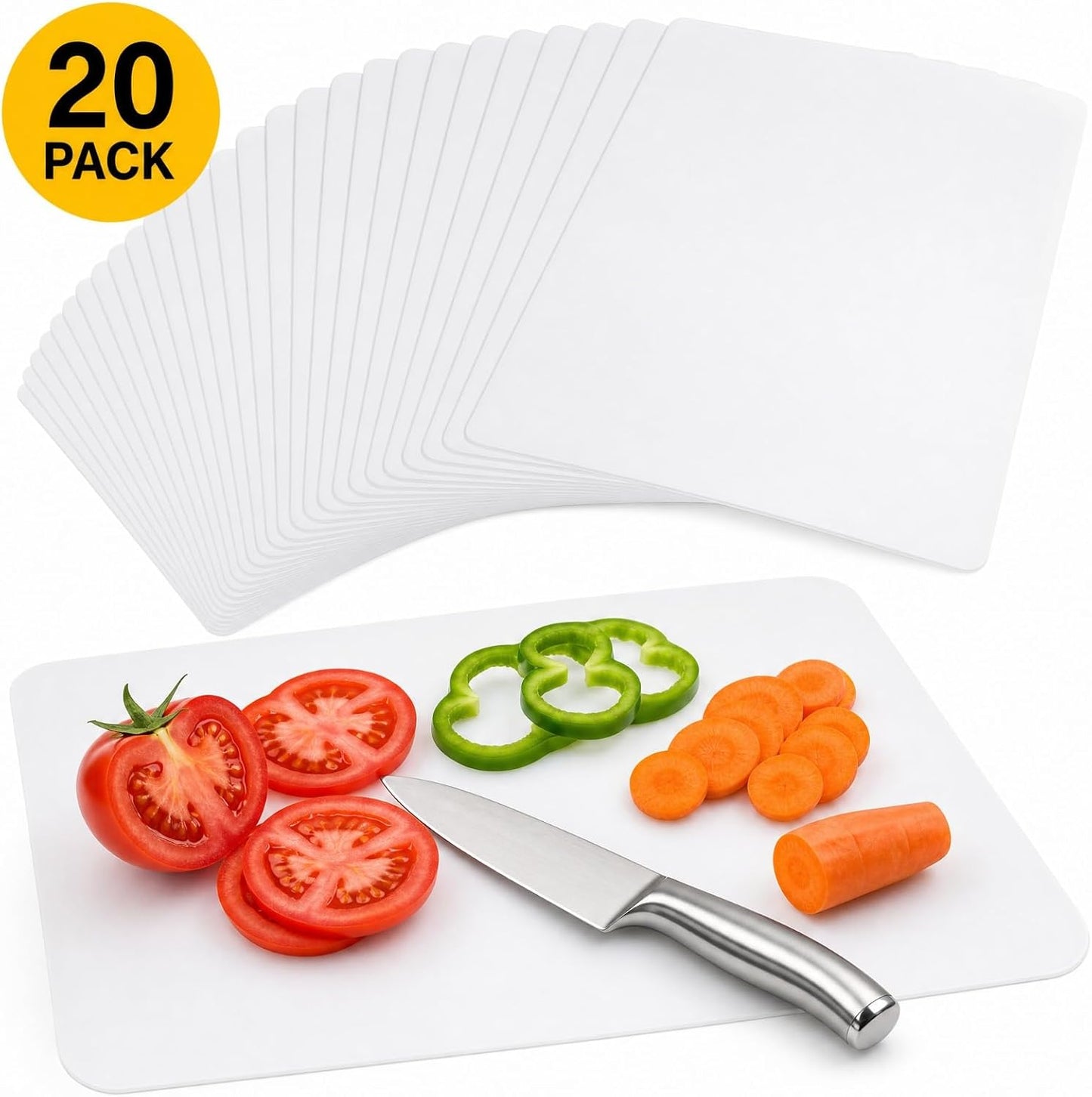 Kitchen Cutting Board | Flexible Chopping Mats | Food Safety | Hanging Hole for Easy Drying |12x15” Size | Set of 20