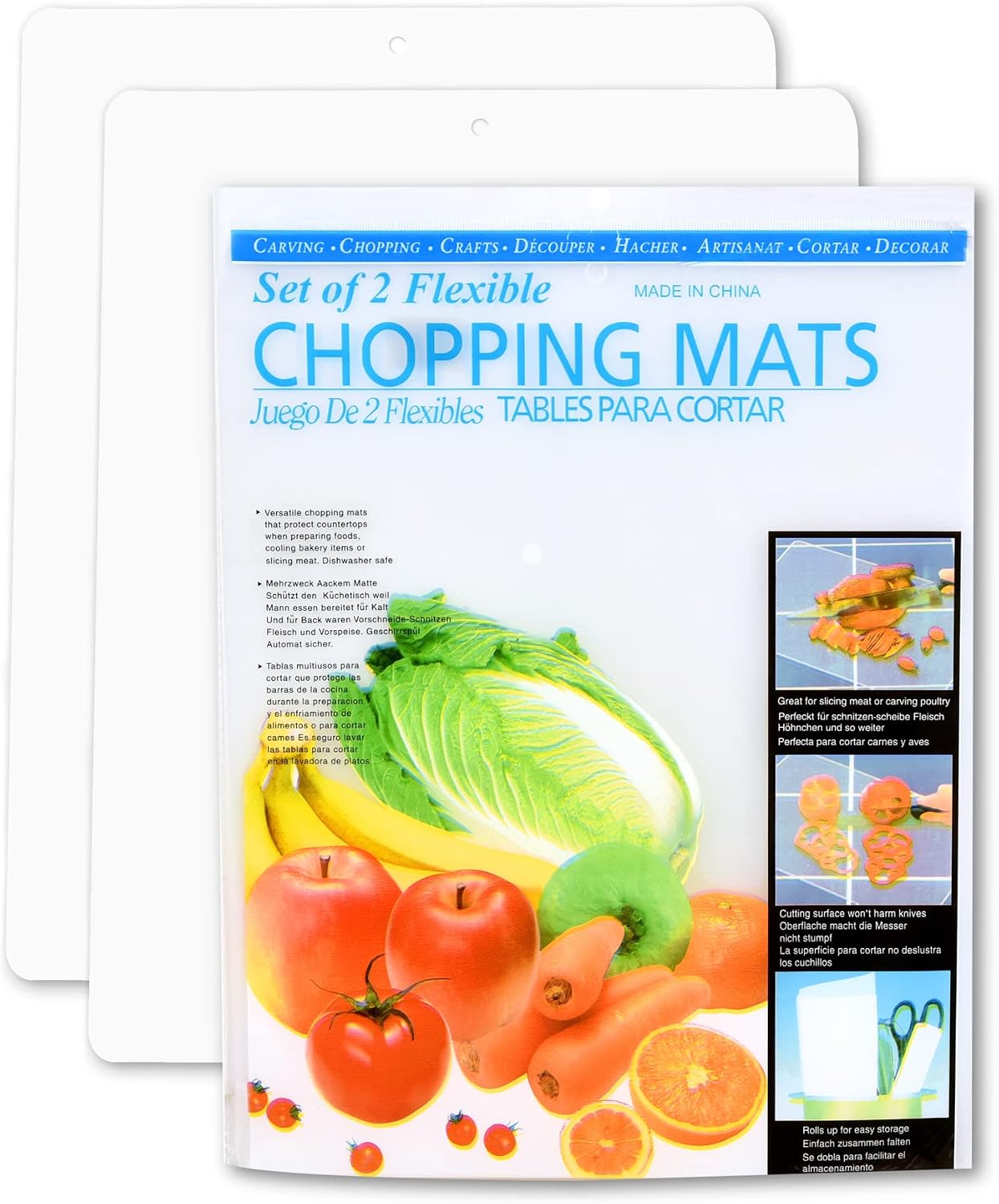 Kitchen Cutting Board | Flexible Chopping Mats | Food Safety | Hanging Hole for Easy Drying |12x15” Size | Set of 20