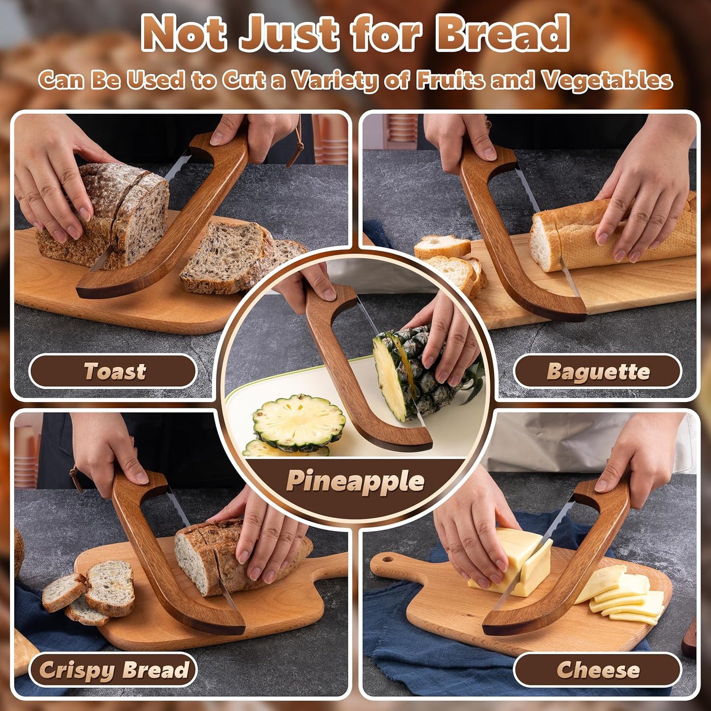 Bread Knife for Homemade Bread 14.5'' Sourdough Bread Knife, Premium Slicer for Homemade Bread, Baguettes and More Cuts Thin, Ergonomic Handler Premium Sharpness Blade