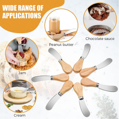 48 Pcs Cheese Spreader Knives with Wooden Handle, Stainless Steel Butter Knife Spreader for Charcuterie Board, Sandwich, Appetizers, Cocktail Spreading