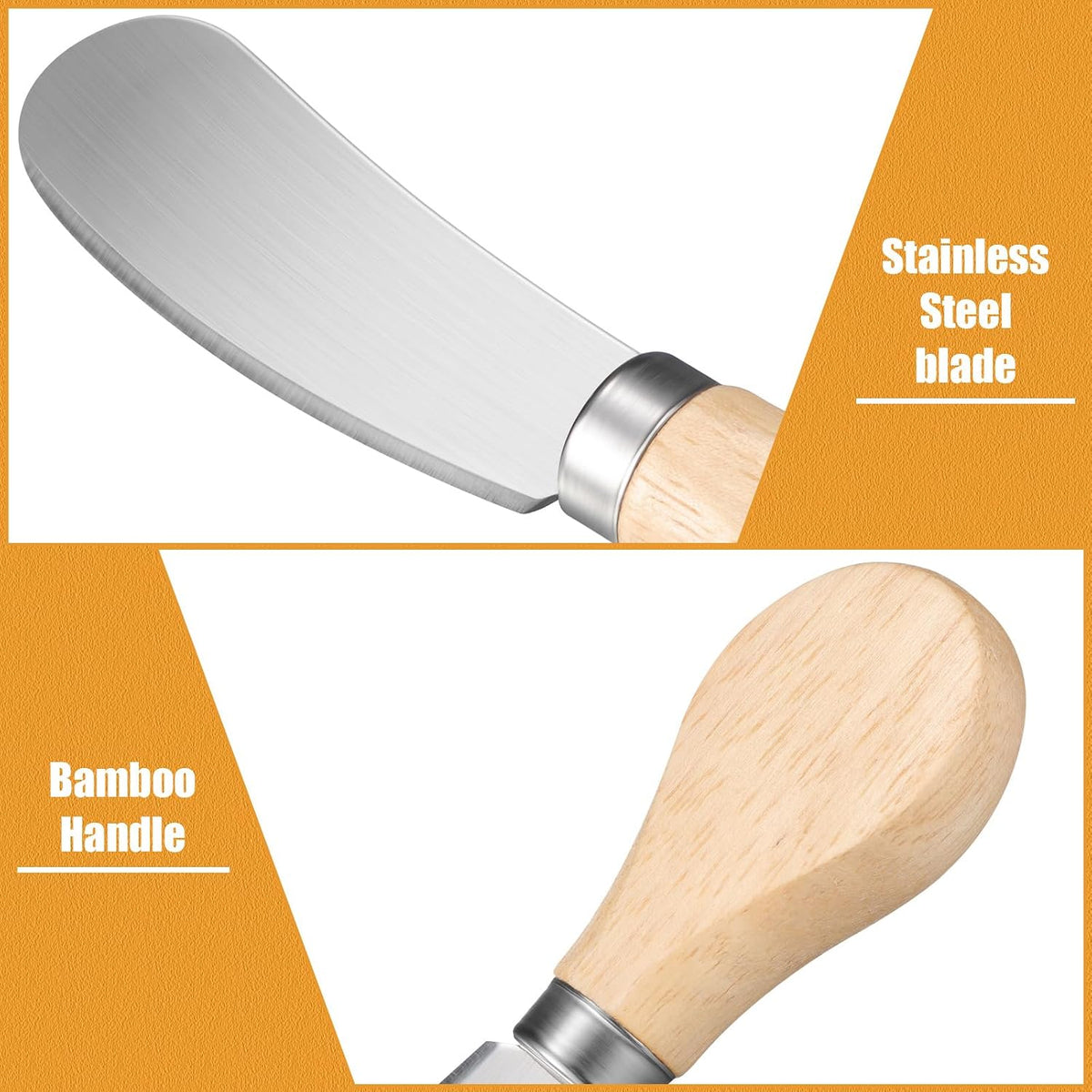 48 Pcs Cheese Spreader Knives with Wooden Handle, Stainless Steel Butter Knife Spreader for Charcuterie Board, Sandwich, Appetizers, Cocktail Spreading
