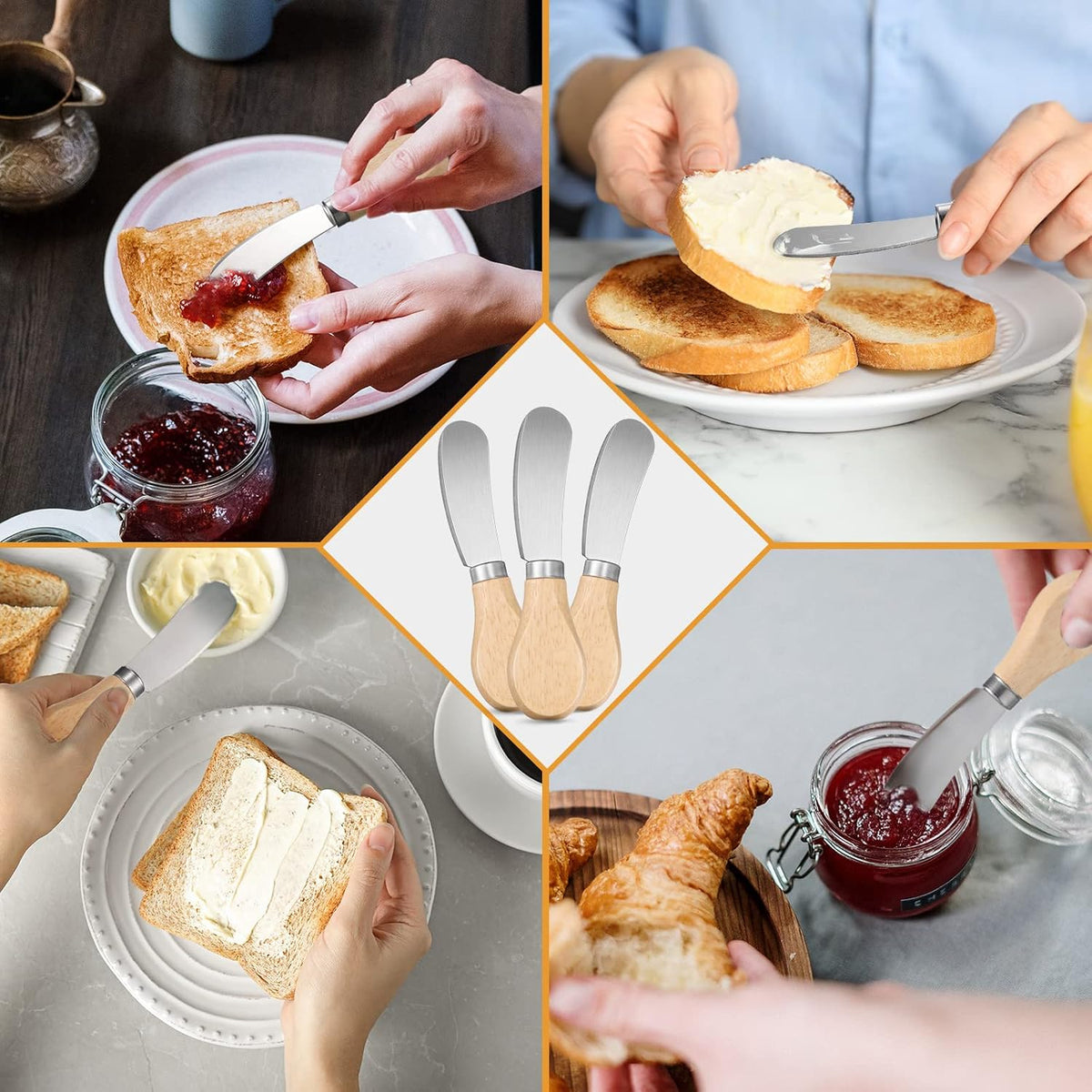 48 Pcs Cheese Spreader Knives with Wooden Handle, Stainless Steel Butter Knife Spreader for Charcuterie Board, Sandwich, Appetizers, Cocktail Spreading