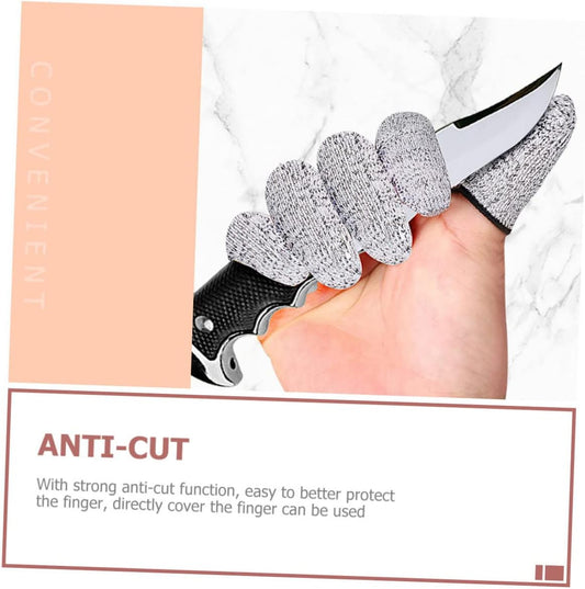 3 Pairs Cut Resistant Finger Sleeves Thumb Protectors for Crafting Cutting and Kitchen Use Reusable and Ergonomically Designed Finger Covers Grey