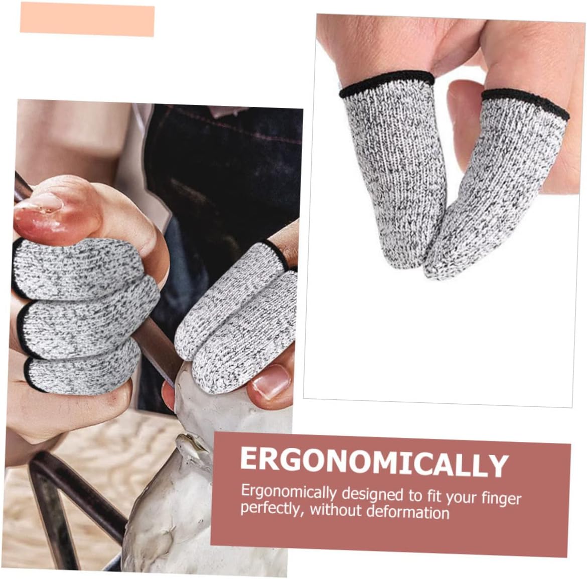 3 Pairs Cut Resistant Finger Sleeves Thumb Protectors for Crafting Cutting and Kitchen Use Reusable and Ergonomically Designed Finger Covers Grey