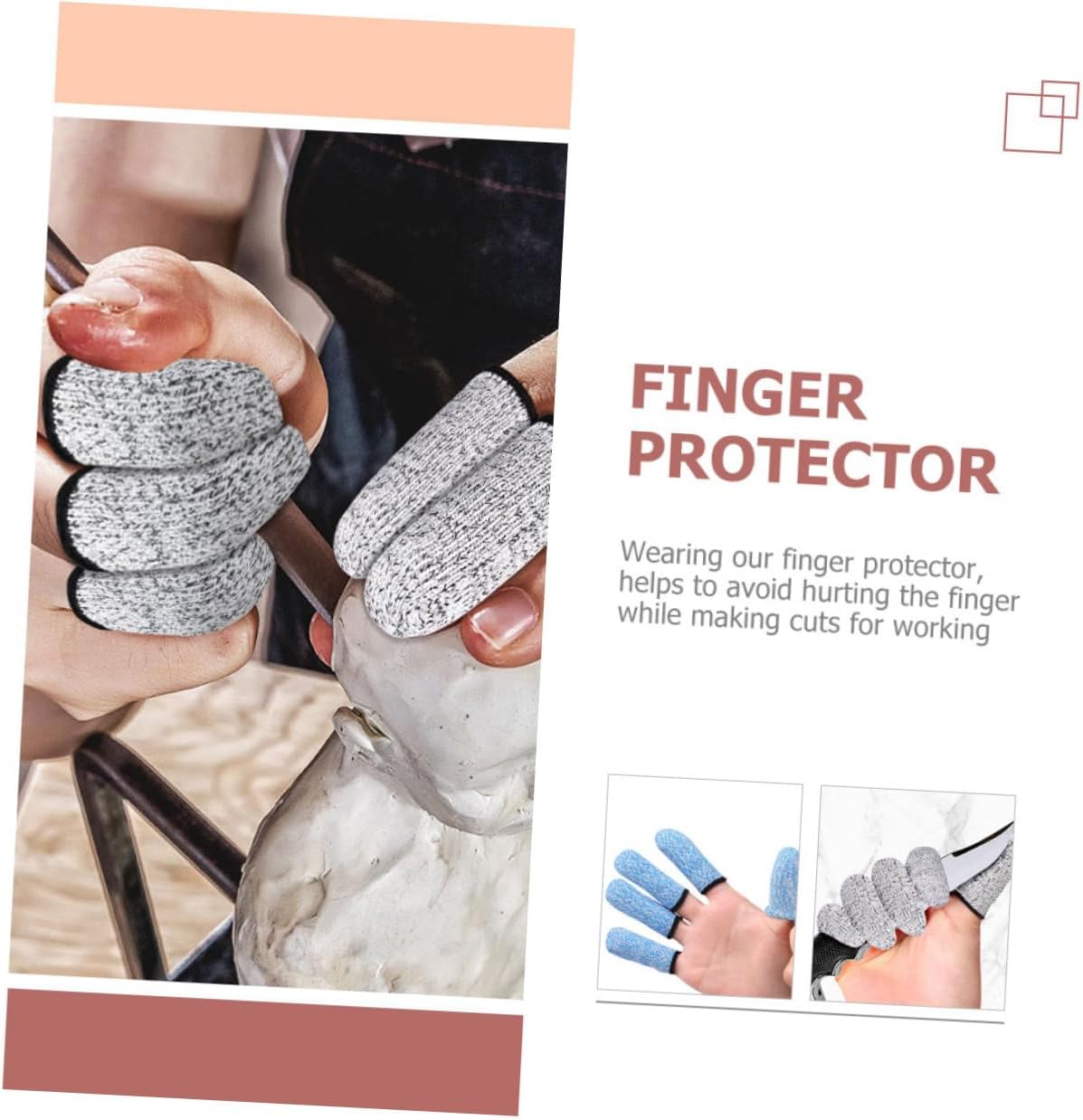 3 Pairs Cut Resistant Finger Sleeves Thumb Protectors for Crafting Cutting and Kitchen Use Reusable and Ergonomically Designed Finger Covers Grey