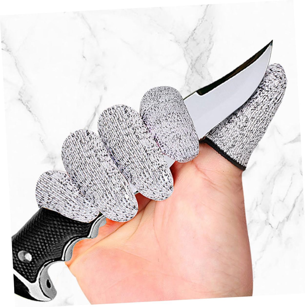 3 Pairs Cut Resistant Finger Sleeves Thumb Protectors for Crafting Cutting and Kitchen Use Reusable and Ergonomically Designed Finger Covers Grey