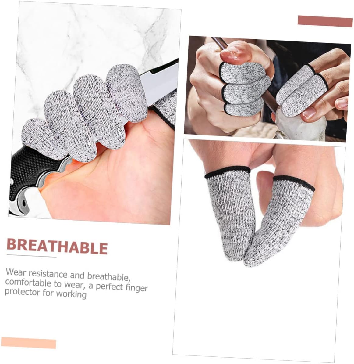 3 Pairs Cut Resistant Finger Sleeves Thumb Protectors for Crafting Cutting and Kitchen Use Reusable and Ergonomically Designed Finger Covers Grey