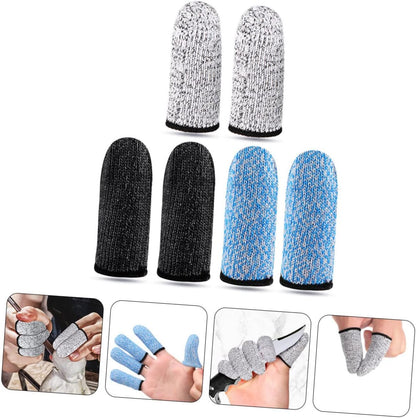 3 Pairs Cut Resistant Finger Sleeves Thumb Protectors for Crafting Cutting and Kitchen Use Reusable and Ergonomically Designed Finger Covers Grey