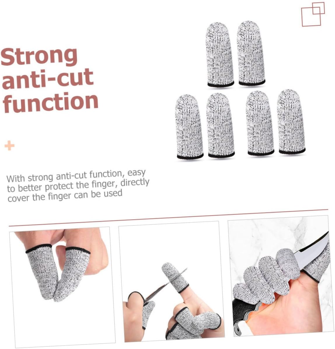 3 Pairs Cut Resistant Finger Sleeves Thumb Protectors for Crafting Cutting and Kitchen Use Reusable and Ergonomically Designed Finger Covers Grey