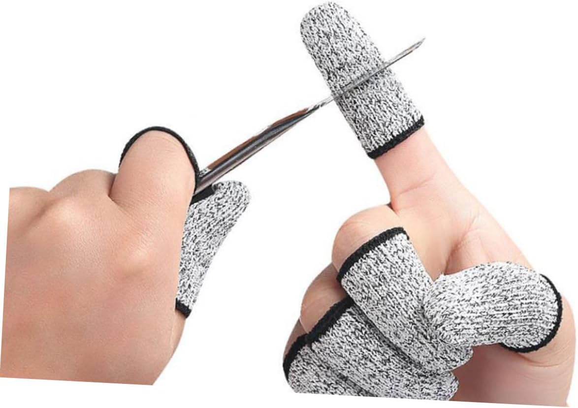 3 Pairs Cut Resistant Finger Sleeves Thumb Protectors for Crafting Cutting and Kitchen Use Reusable and Ergonomically Designed Finger Covers Grey