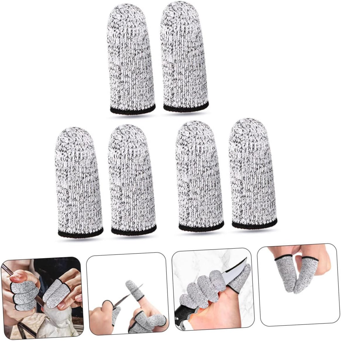 3 Pairs Cut Resistant Finger Sleeves Thumb Protectors for Crafting Cutting and Kitchen Use Reusable and Ergonomically Designed Finger Covers Grey