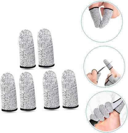 3 Pairs Cut Resistant Finger Sleeves Thumb Protectors for Crafting Cutting and Kitchen Use Reusable and Ergonomically Designed Finger Covers Grey