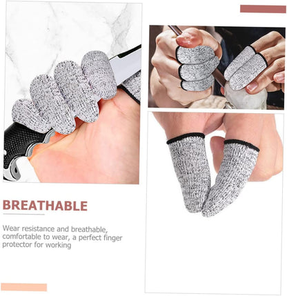 3 Pairs Cut Resistant Finger Sleeves Thumb Protectors for Crafting Cutting and Kitchen Use Reusable and Ergonomically Designed Finger Covers Grey