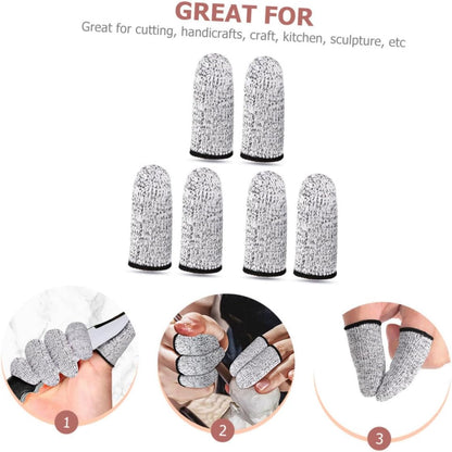 3 Pairs Cut Resistant Finger Sleeves Thumb Protectors for Crafting Cutting and Kitchen Use Reusable and Ergonomically Designed Finger Covers Grey